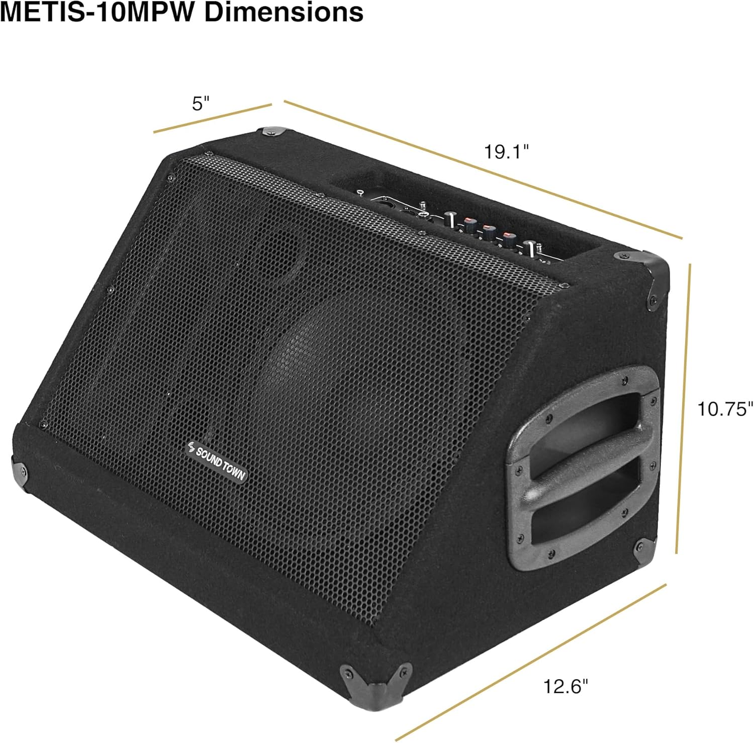 Sound Town 2-Pack Powered DJ PA Stage Monitor Speakers 10” 300W with Compression Driver for Live Sound, Bar, Church (METIS-10MPW-PAIR)