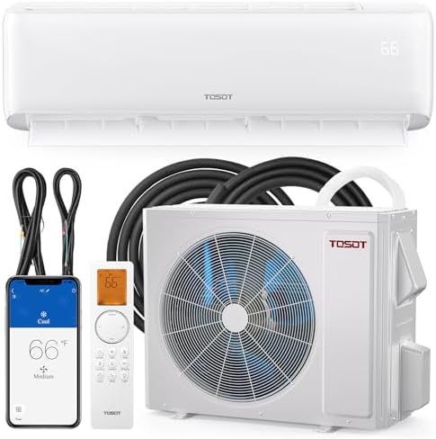 TOSOT 30,000 BTU Mini-Split Air Conditioner and Heating System, 22 SEER2 Wifi-Enabled Ductless Inverter AC Unit with 16ft Copper Line Set, Voice Controlled, 208-230V, Cosmo Series