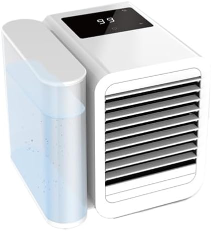 Hyuduo Portable Air Conditioner Cooling Fan, 3-in-1 Mini Air Conditioner with Adjustable Wind Speed and USB Type C Interface, 7 Color LED Lights, Low Noise Desktop Air Coolers