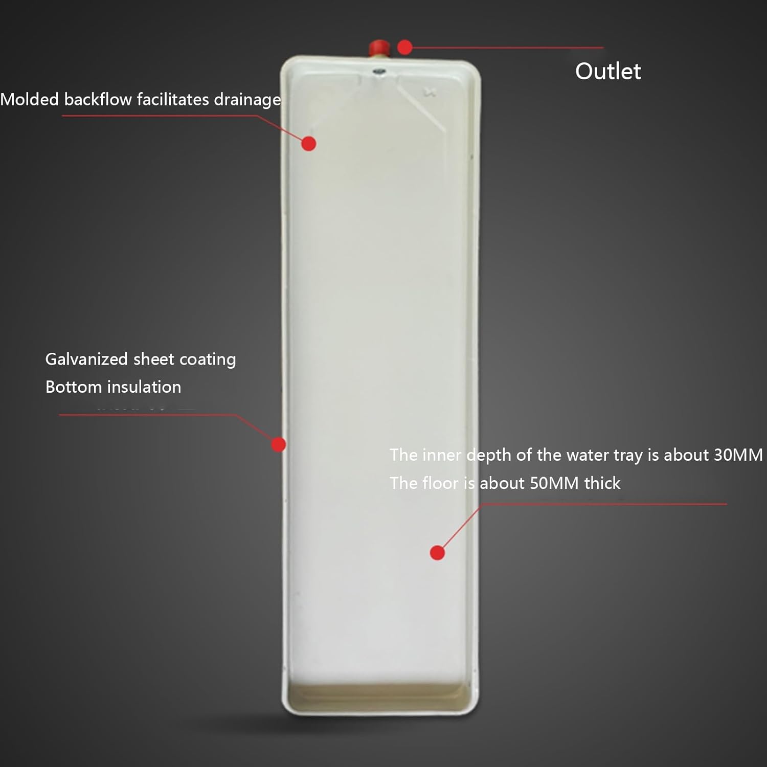 Air Conditioner drip pan with Drain air Conditioner Water Catcher Portable for:Air Conditioner Outdoor Unit(211x24cm/83.1x9.4in)