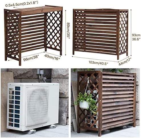 Split Air Conditioner Covers for Outside Units Trash Can Enclosure Flower Stand Protective grilles All Weather Heavy Duty Privacy Fence Screen Anti Theft Wooden AC Cover Outdoor (Size : 103