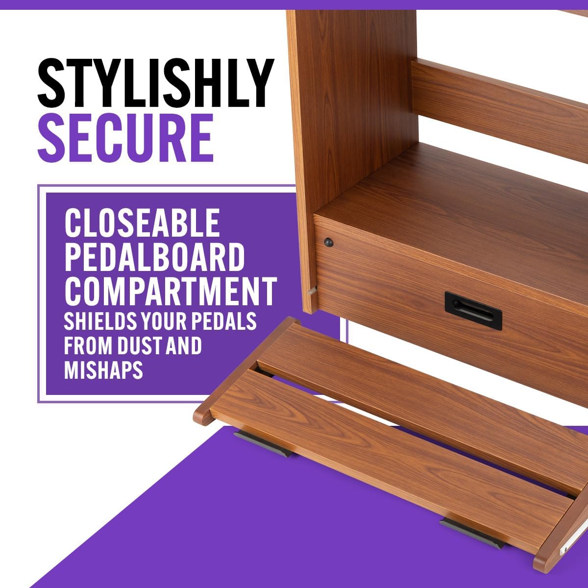 On-Stage GWS5000RB Guitar Workstation (Amp Stand, Electric Guitar or Bass Stand, Cable and Strap Hanger, Pedalboard, Accessory Tray for Picks, Capos, and Tuners, Gear Shelving, Organizer, Rosewood)