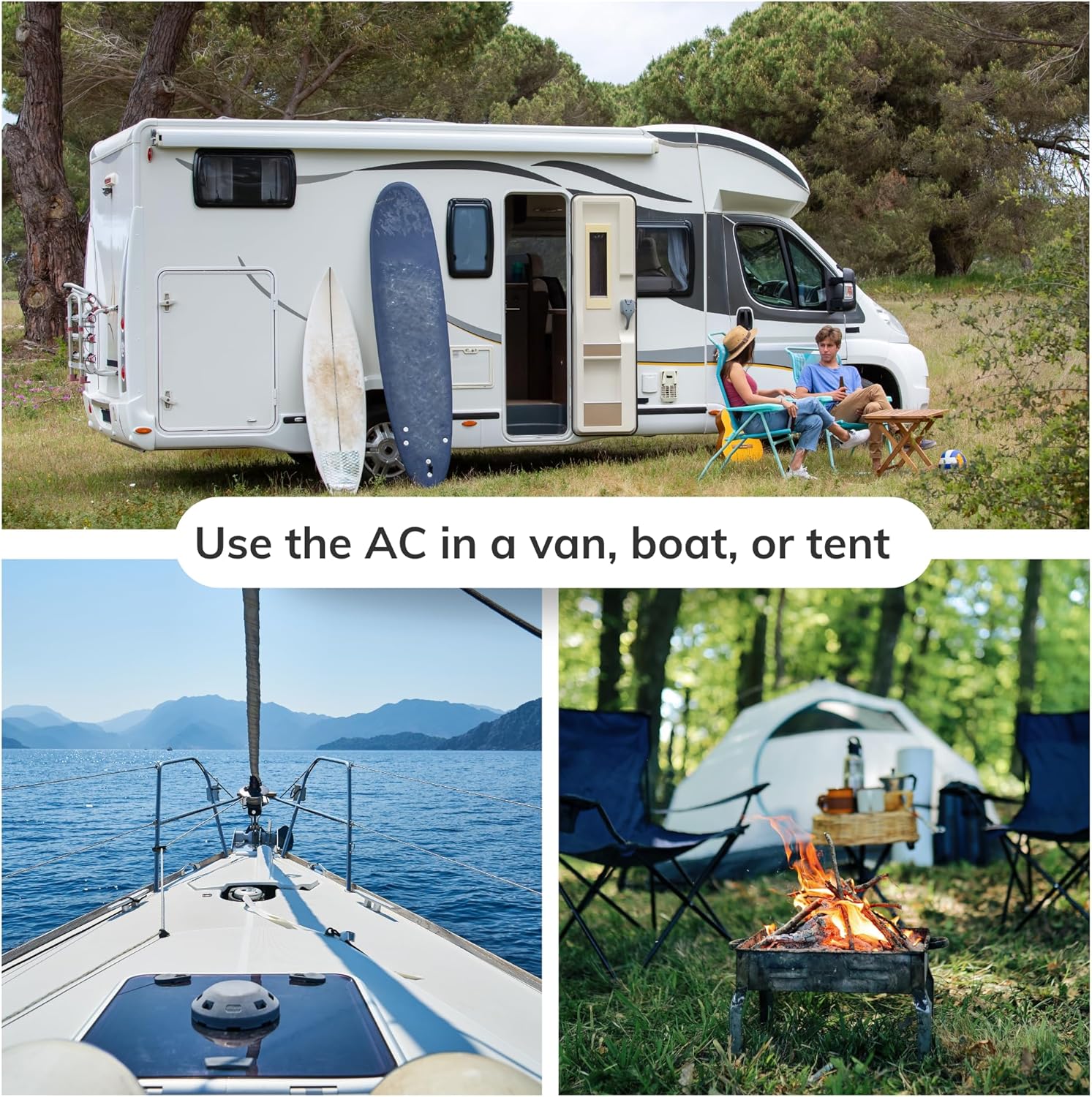 Portable Air Conditioner for Tent for 50 Sq. Ft, 1,500 BTU AC Unit with Fan Mode for Truck Van Outdoor Camping Small Rooms, Windowless Air Cooler with Dual Hoses