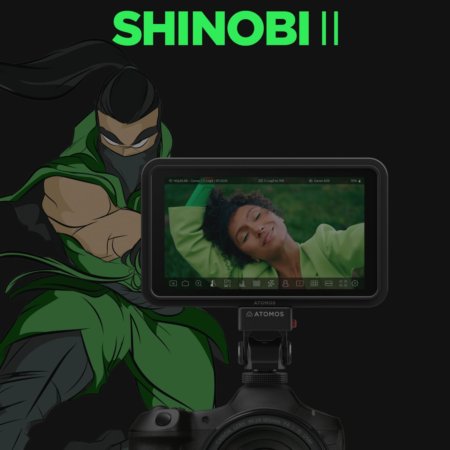 Atomos Shinobi II 5-Inch HDMI 4K Monitor Bundle with Complete Accessories and Battery (4 Items)