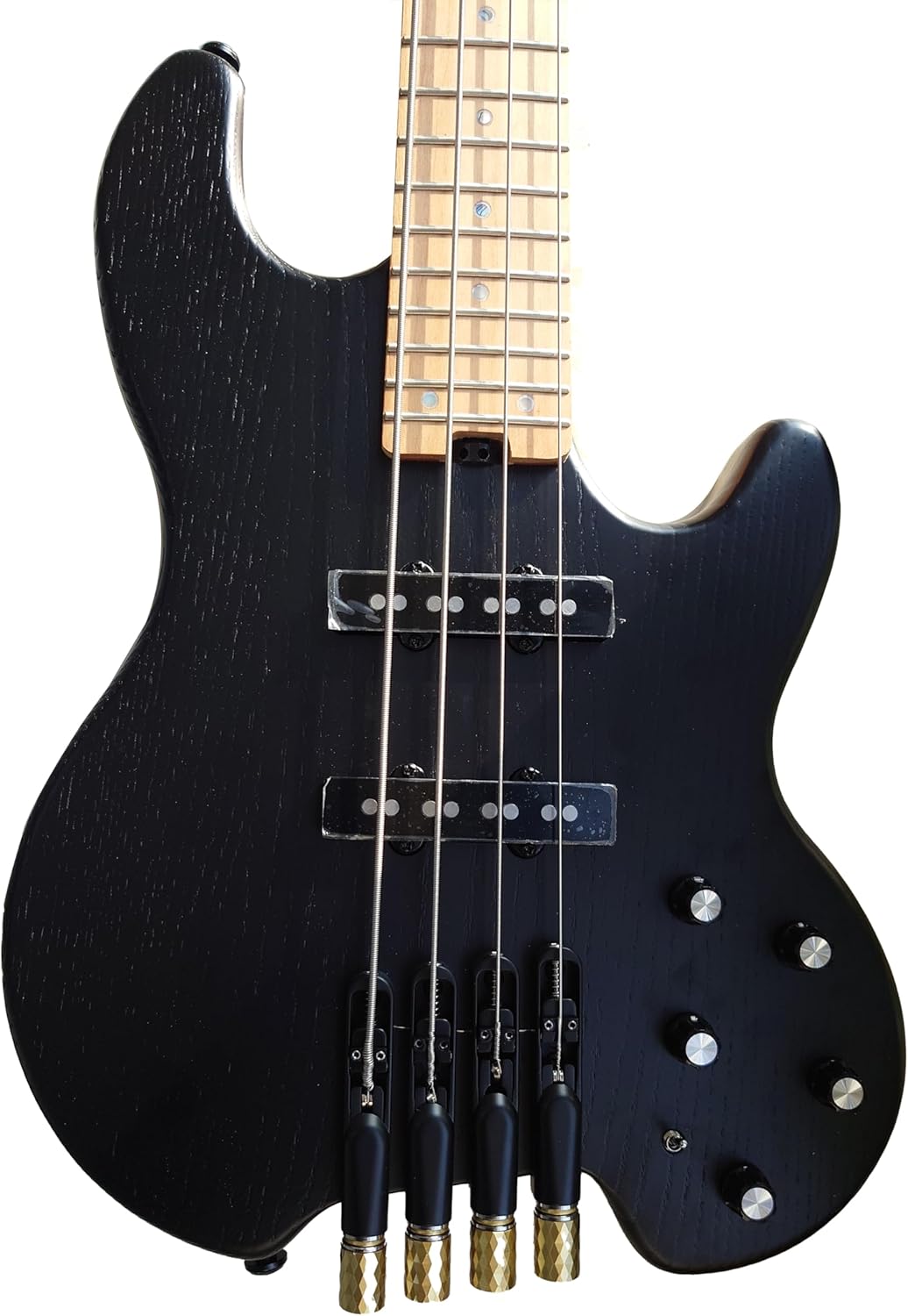 ASH Body 4-String Headless Bass Guitar with Roasted Maple Neck - Active Pickup, Rounded Frets - Ideal for Rock, Blues, Metal, Jazz - Includes Guitar Bag