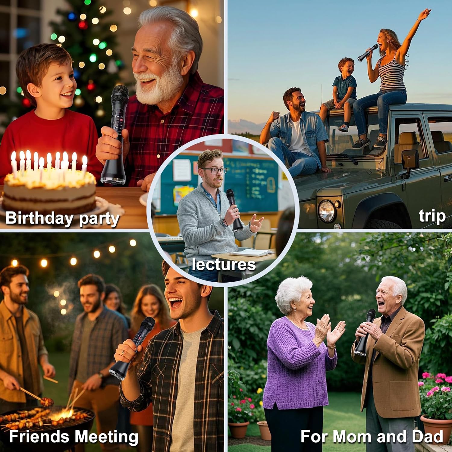 Karaoke Microphone Wireless Bluetooth,Handheld Voice Amplifier,Portable Mic with Speaker 30W High Power DSP Chip Smart Noise Reduction for Car/Indoor/Outdoor Speaking Teaching Singing