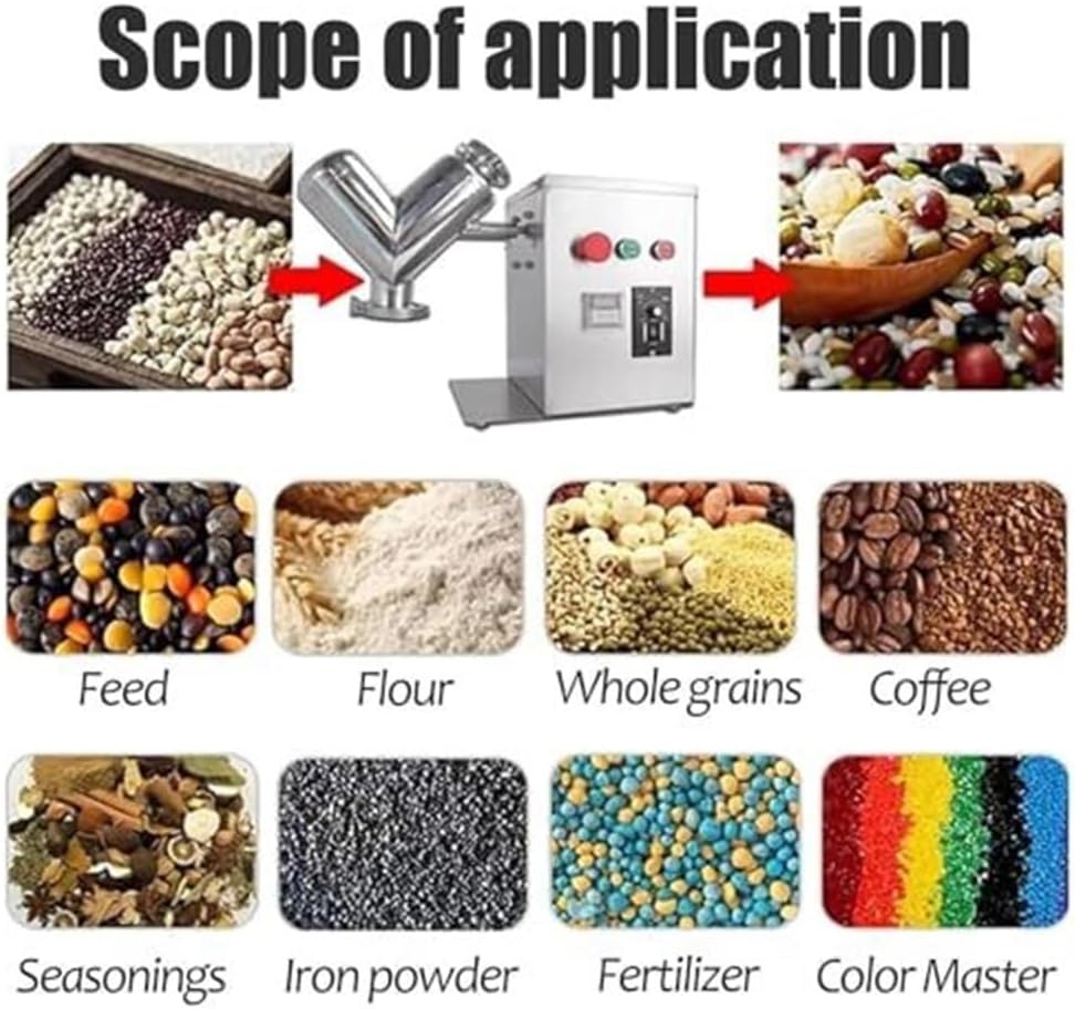 Industrial Powder Mixer Machine,V-Type Dry Powder Mixer, Stainless Steel Granule Blender,for Teaching Labs,Food Processing