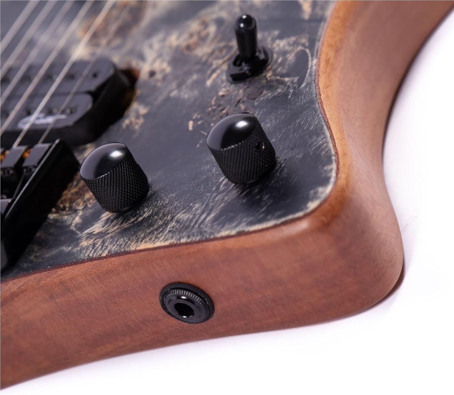 Beginner Electric Guitar Kits 6 String 24 Fret Headless Jazz Electric Guitar(Blue)