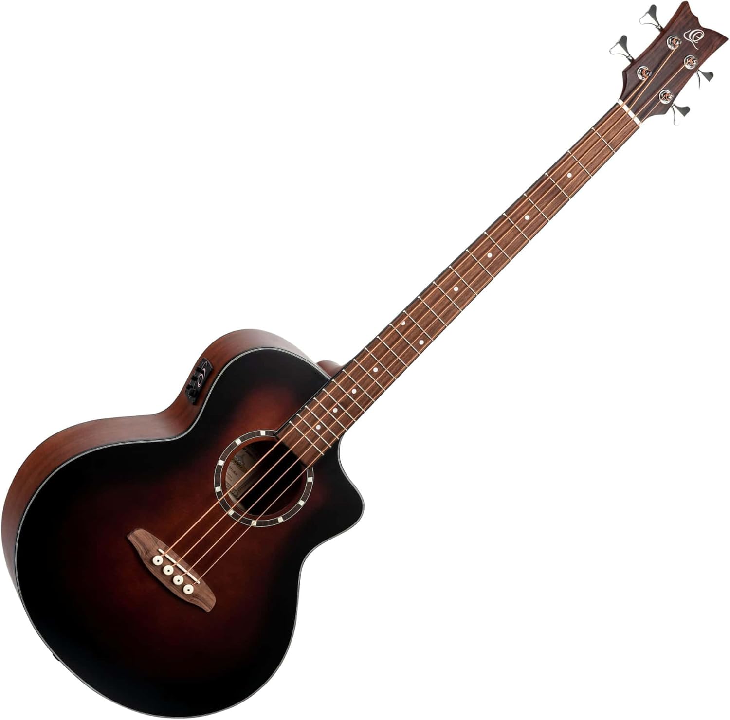 Ortega Guitars Deep Series 4 String Acoustic Bass Guitar, Right-handed, Bourbon Fade, (D7CE-BFT-4)