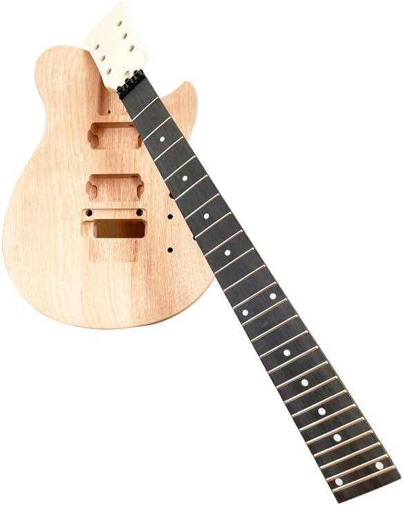DIY Electric Guitarr Kit 6 String Handed with Mahogany Body Hard Maple Neck Rosewood Fingerboard Black Hardware Build Your Own Guitarr for Beginner.