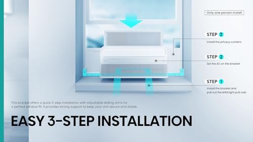 Hisense 8,000 BTU Smart Inverter Window Air Conditioner Easy Install Bracket, Up to 350 Sq Ft, Ultra-Slim Profile, 3 Speed, 700W, 4‑Way Air Direction HLAW0825TW (Renewed)