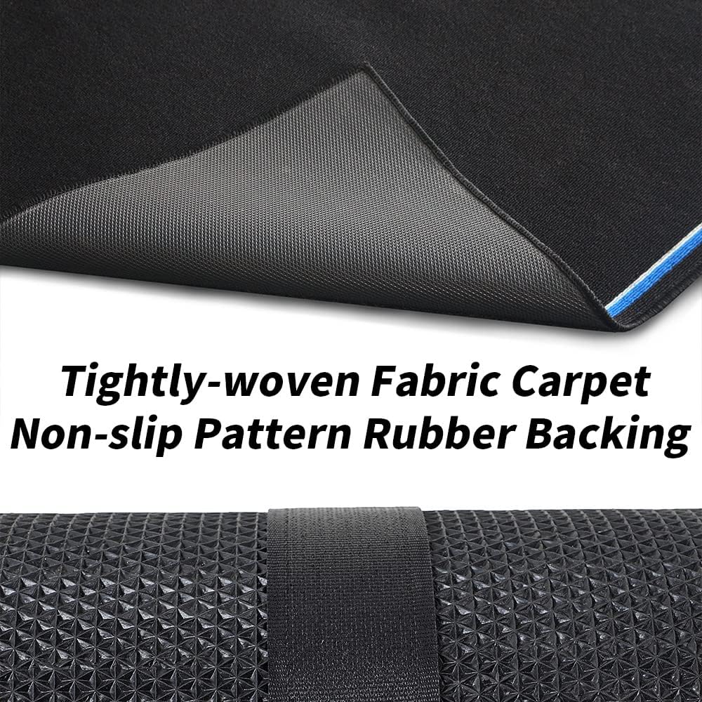 Aucuda Drum Rugs with Bass Drum Stopper, Drum Set Floor Mat, 4x6ft Electric Bass Drum Kit Pedal Carpet, Tightly Woven Fabric, Soundproof TPR Grip Bottom Accessories for Man, Apartment, Garage, Black.