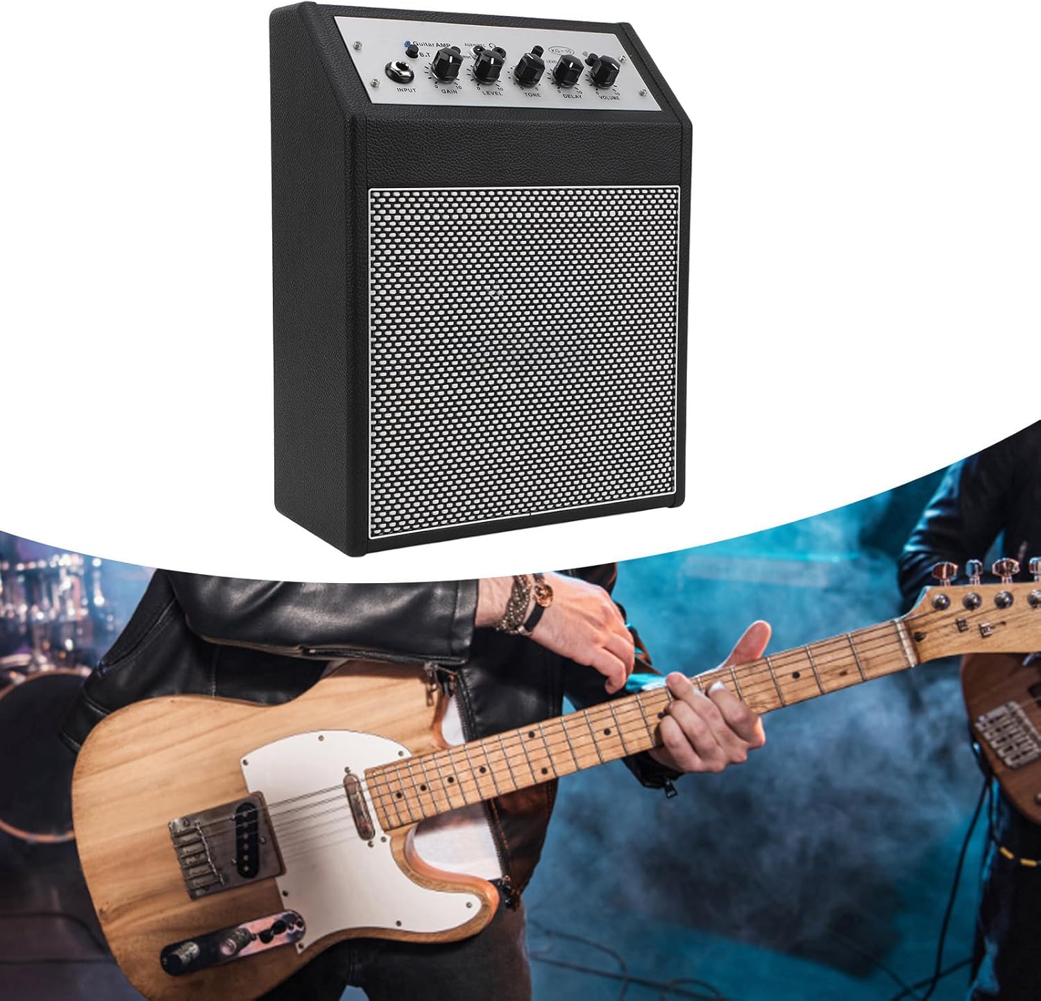 LiebeWH 15W Electric Guitar Amplifier with Headphone Jack 1/4in Input Rechargeable Mini Amp Clear Sound for Daily Practice, LiebeWHfcbstxow51