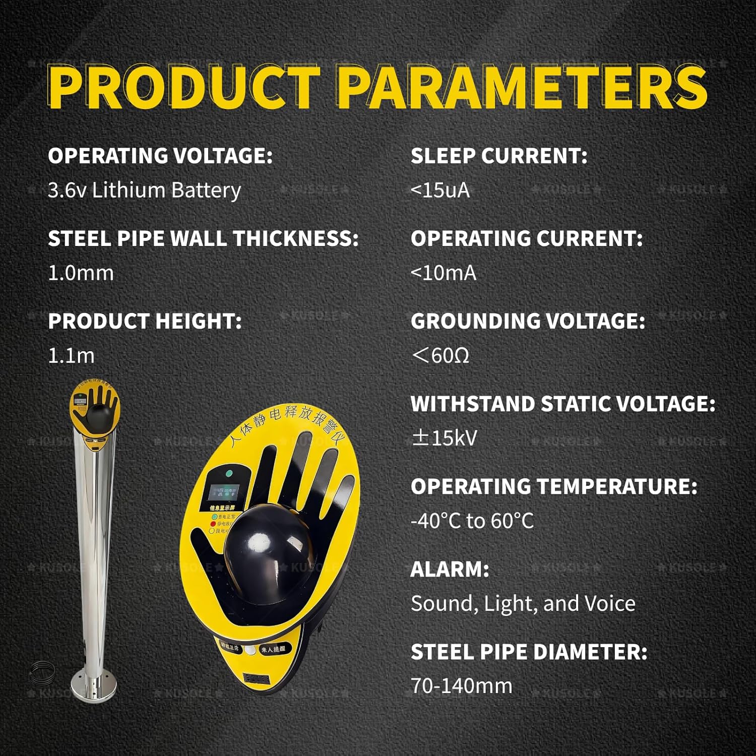 Human Body Static Tester, Human Body Static Releaser,with Sound/Light Alarm Function,for Gas Stations,Oil Storage Tank Area, Production Workshop