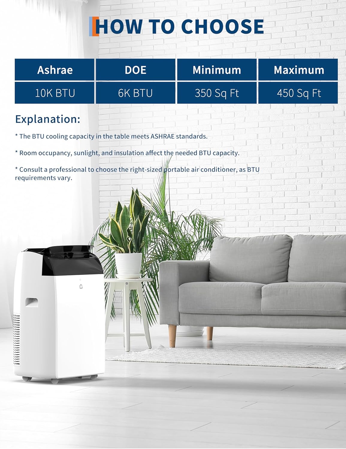 12,000 BTU Portable Air Conditioners, Portable AC Units for Rooms with Dehumidifier and Fan, Room Air Conditioner Cools Up To 550 Sq.Ft., Quiet Operation, Remote Control, Black Cover