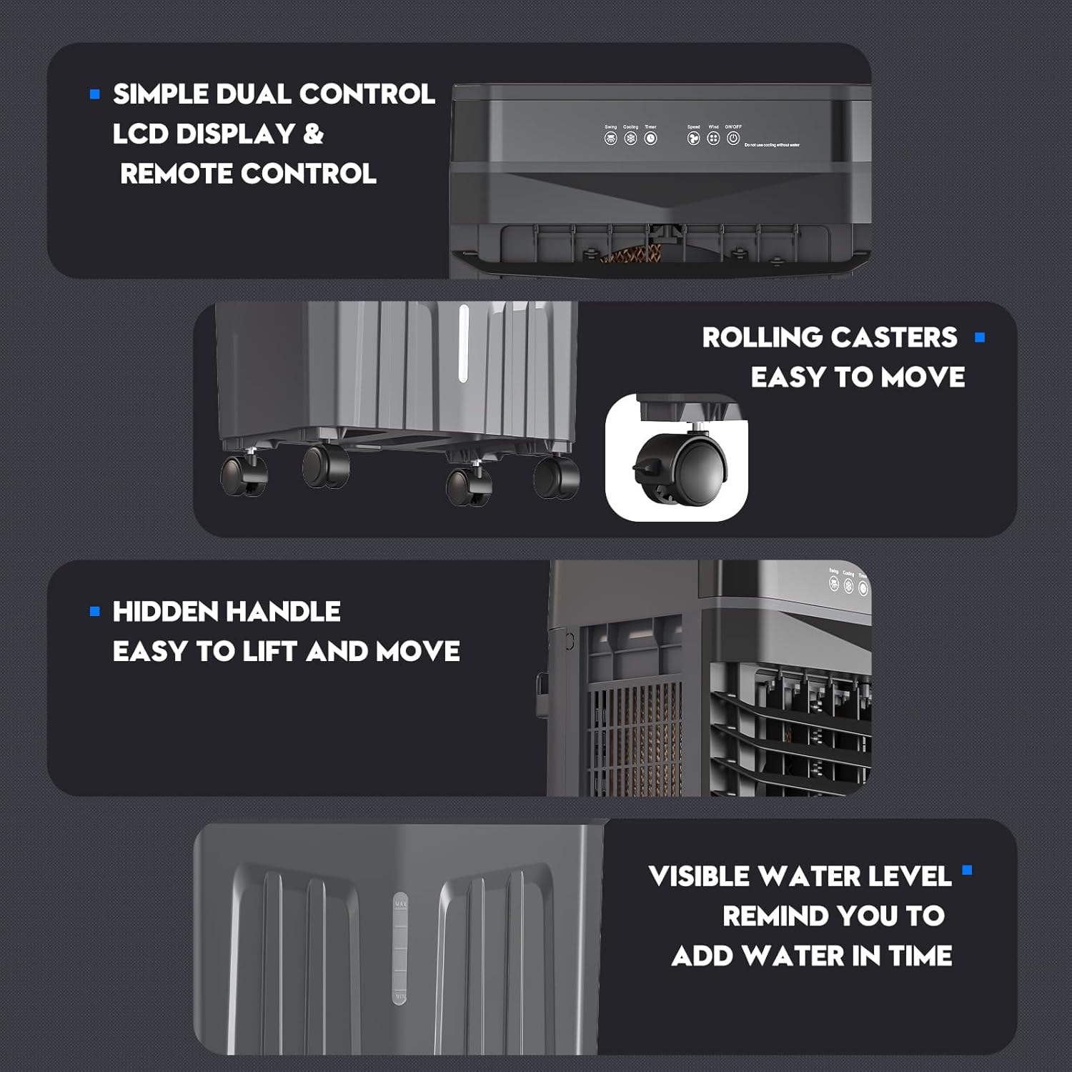 Auertech 1800CFM Swamp Cooler with Remote, 5.3 Gal Evaporative Air Cooler with 12H Timer, 3 Speeds, 120°Oscillation, Indoor Outdoor Portable Swamp Cooler Air Conditioner for Room, Garage