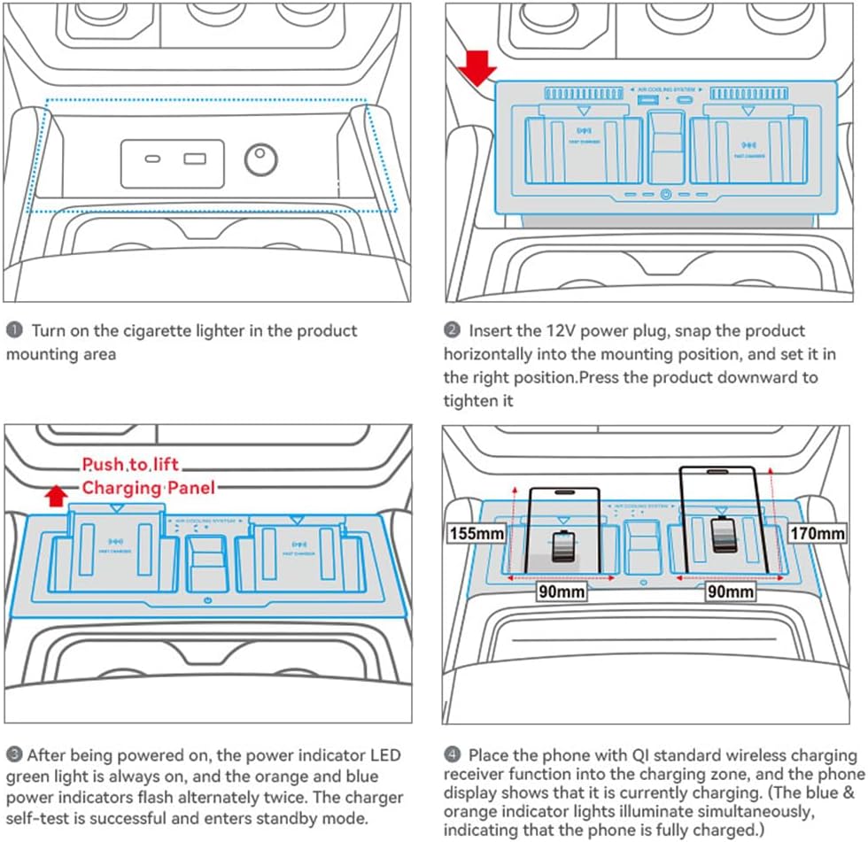 Dual Wireless Car Charger for Land Rover Defender 90 110 130 X/X-DYNAMIC/V8/CARPATHIAN Edition 2020-2024 Interior Accessories Upgrades, 15W Fast Charging Phone Charger Pad for iPhone Samsung