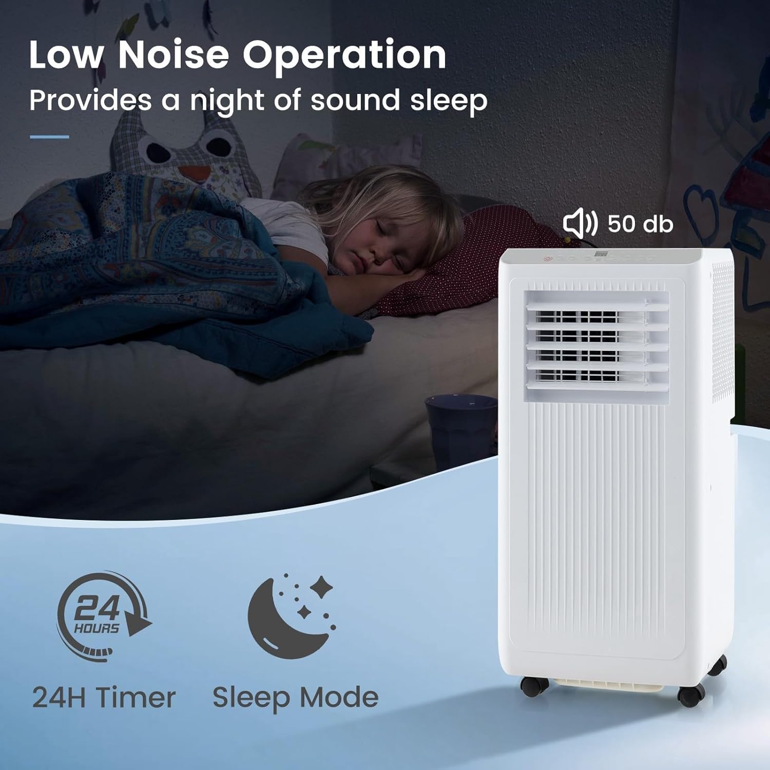 SIMOE Portable Air Conditioner, 8000 BTU Air Conditioner with Remote Control, Installation Kit, Digital Display, 24H Timer, Sleep Mode, AC Unit for Bedrooms Up to 250 Sq.Ft, White (8000 BTU)