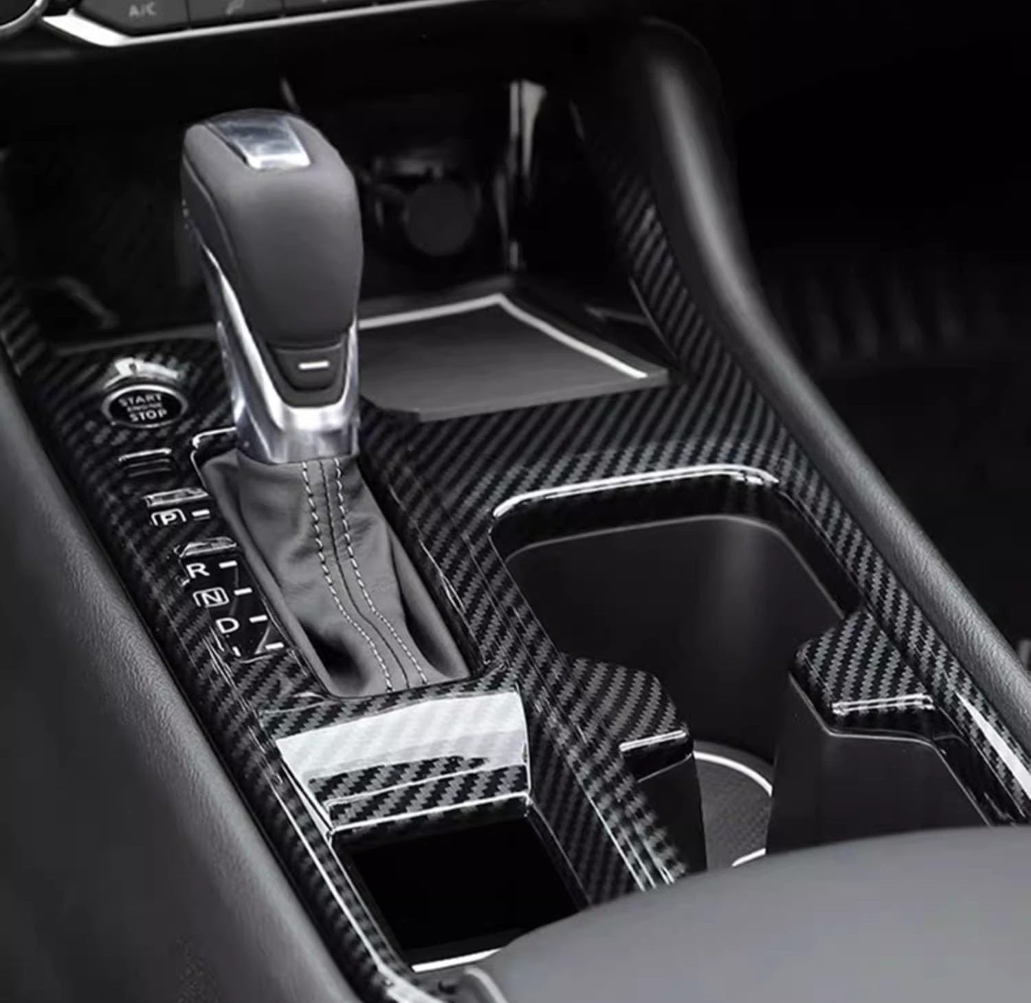 Car Accessories Fit for Nissan Sylphy Sentra 2020-2022 ABS Interior Console Gearbox Water Cup Cover Trim 1PC Set (Carbon Fiber)