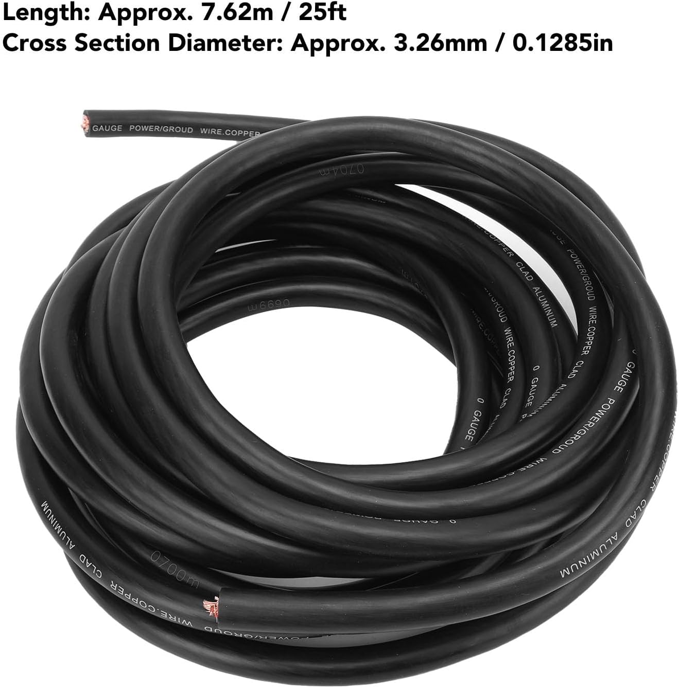 Car Speaker Cable, 1 Gauge AWG Automotive Wire 25ft Versatile Flexible Easy Installation CCA Car Power Ground Battery Cable for Radio Lighting Speaker (Black)