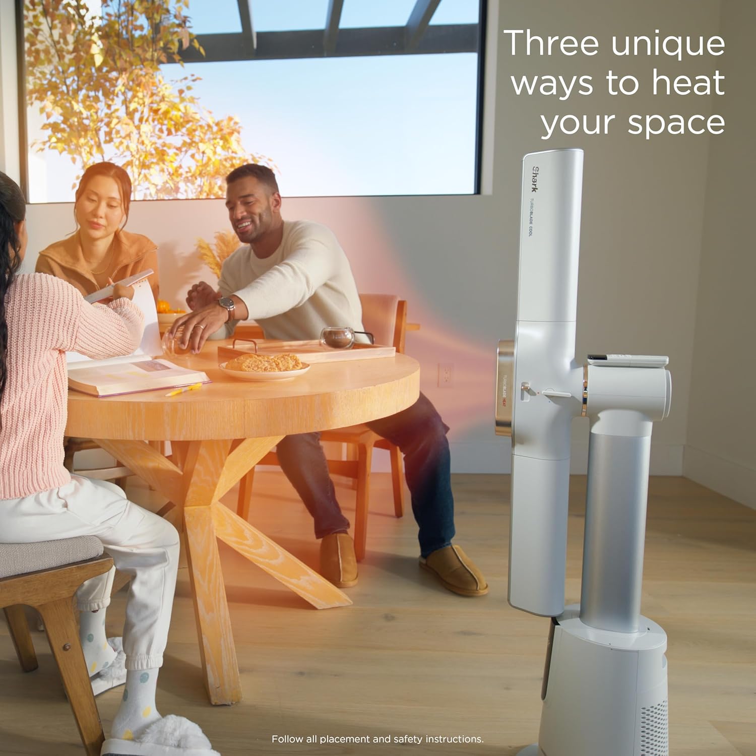 Shark TurboBlade Cool + Heat – 2-in-1 Bladeless Tower Fan & Space Heater for Customizable Year-Round Indoor Use, Bedroom, Living Room, & Office | Powerful Cooling + Rapid Room Heating, Dove, TH202WH