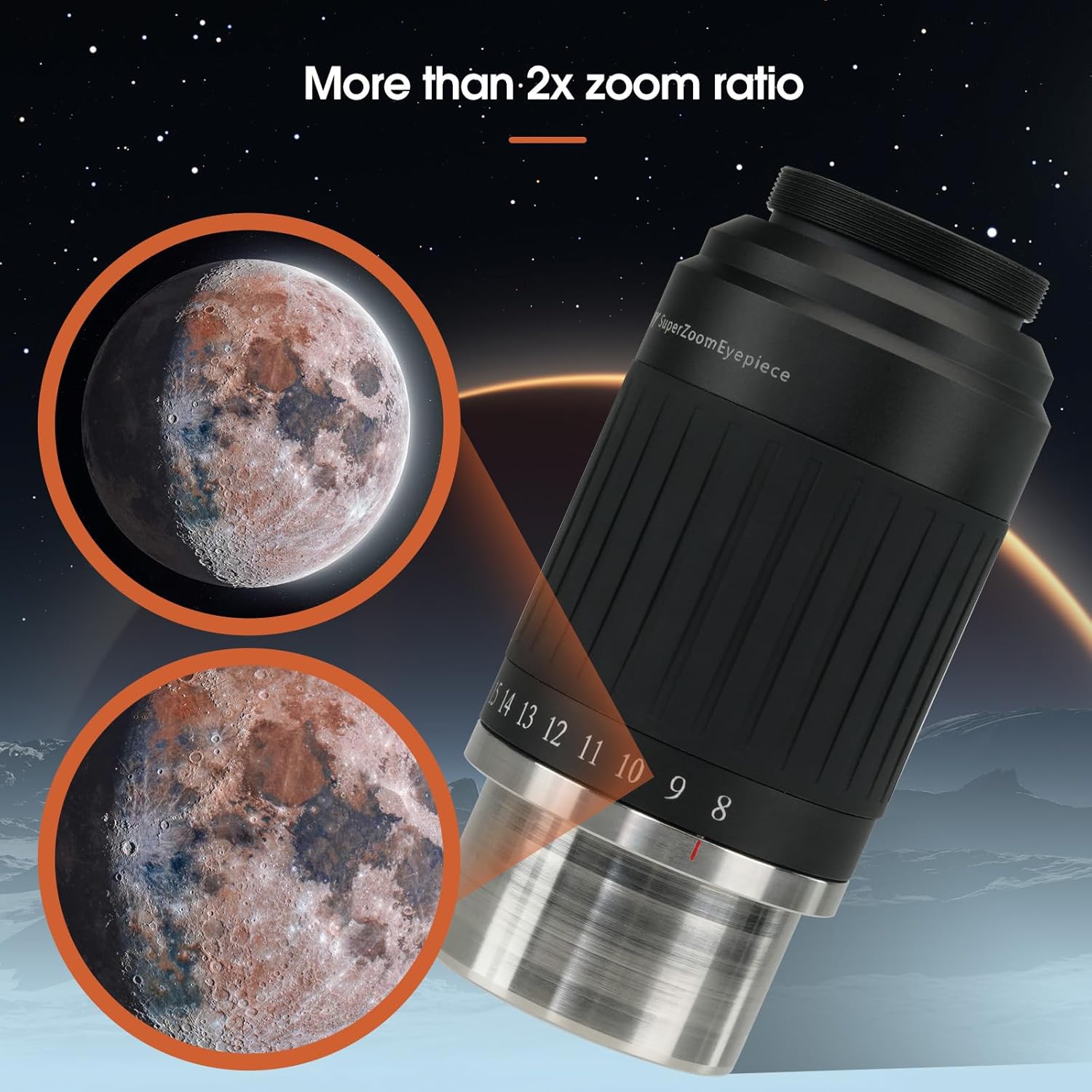 SVBONY SV233 7PCS Telescope Accessory Kit with Plossl Eyepiece, 2X Barlow Lens, Moon/ND4/82A Color Filter and Bag Bundle with SV230 Telescope Eyepiece, 1.25'' Zoom Eyepiece, for Astronomical Visual