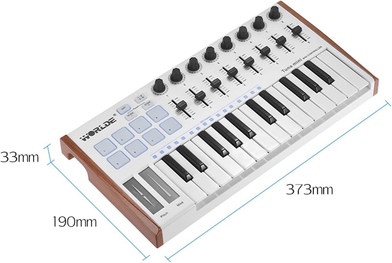Keyboard Piano 25-Key MINI Ultra-Portable USB MIDI Keyboard Controller MIDI Controller 8 RGB Backlit Trigger Pads