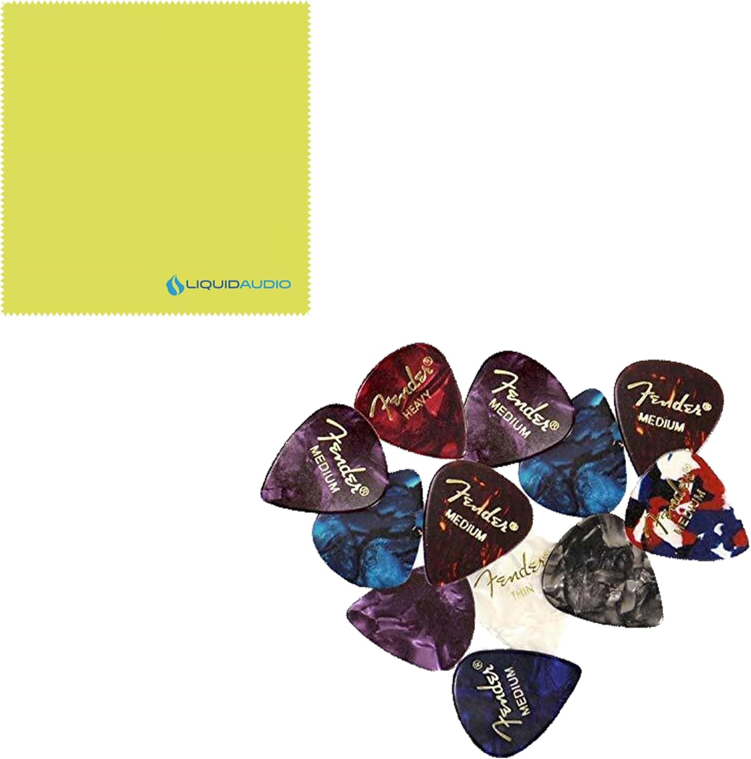 Squier Classic Vibe '70s Stratocaster, Indian Laurel Fingerboard, Olympic White - 0374020501 Bundle w/ 12-Pack Guitar Pick and Liquid Audio Polishing Cloth