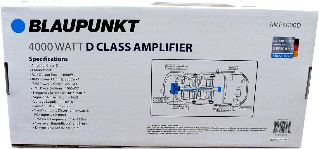 Blaupunkt AMP4000D AMP4000D 4,000-Watt-Max Monoblock Class D Amp with Bass Remote