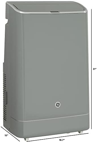GE 10,500 BTU Portable Air Conditioner for Medium Rooms up to 450 sq ft., 3-in-1 with Dehumidify, Fan and Auto Evaporation, Dual Hose Compatible, Included Window Installation Kit, Grey