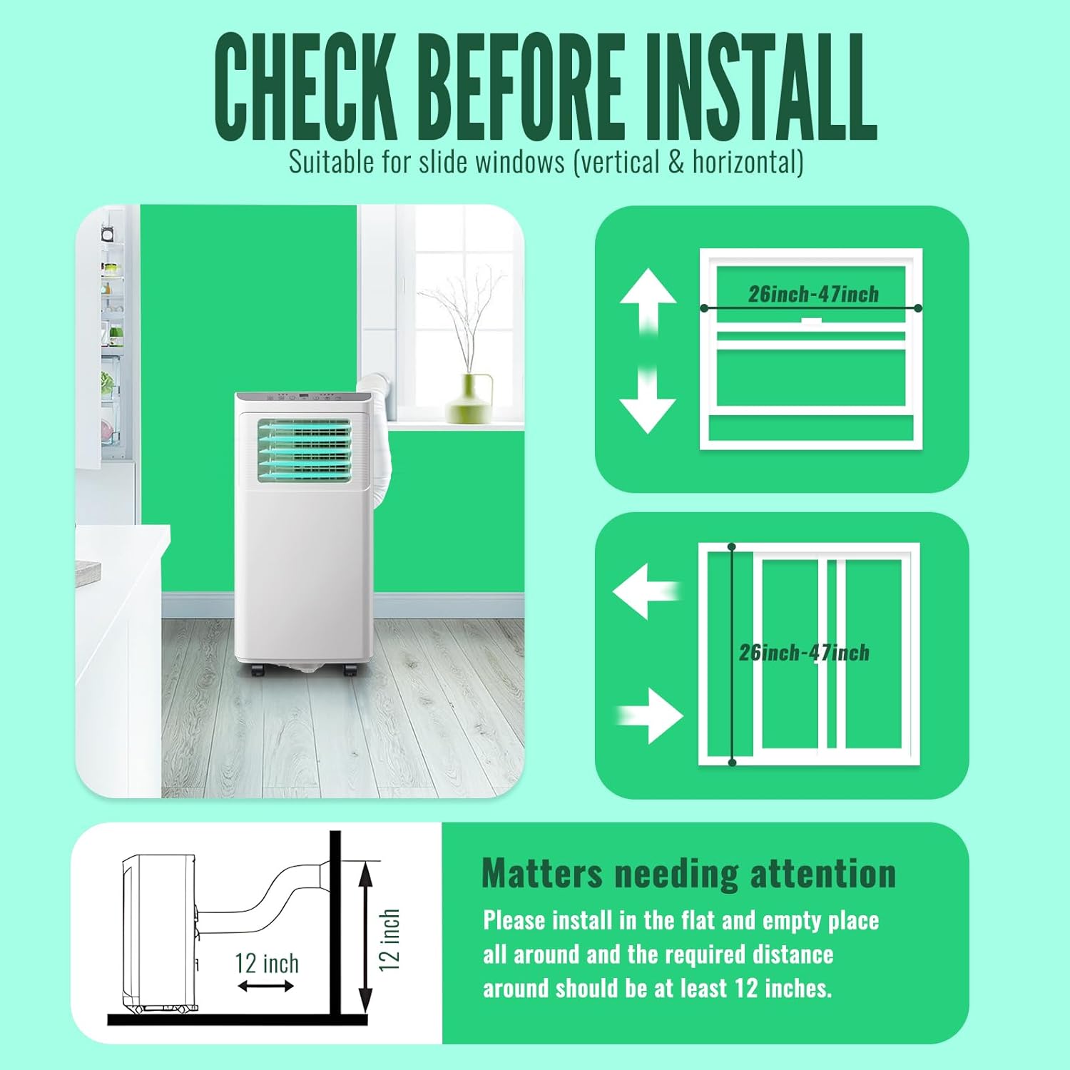 WANAI 8000 BTU ASHARE(4400 BTU SACC) Portable Air Conditioner with 3-in-1 Mode & Remote Control & Window Kit Room AC Unit Cool Up to 250 Sq.ft White