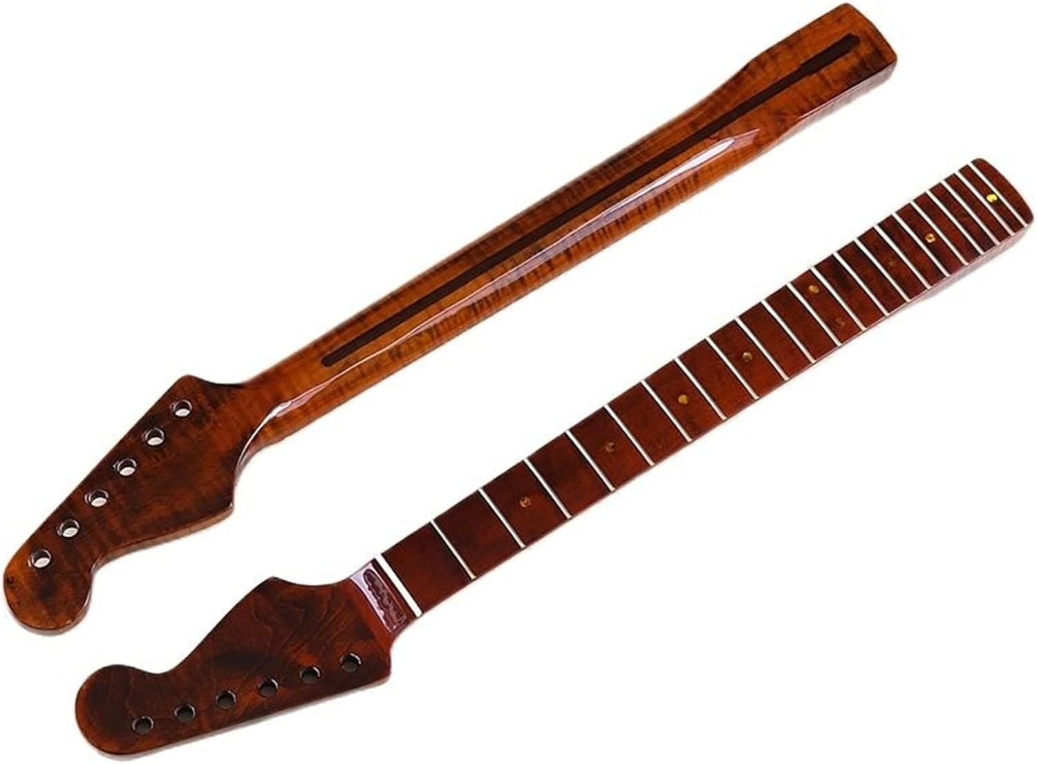Electric Guitar Neck Second Degree Canada Roasted Flame Maple Neck Brown 6 Strings 21F Guitar ​Neck Replacement