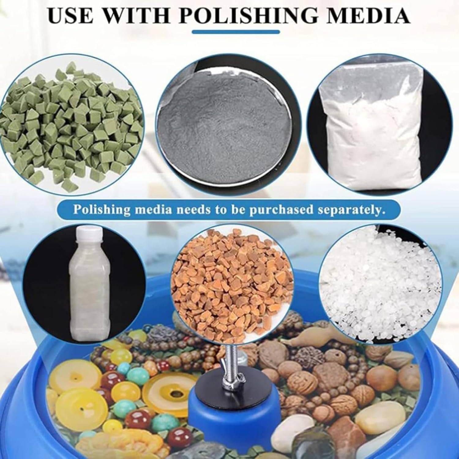 Vibrating Polishing Drum, 8/12/17 Inch Vibration Tumbler Polisher, Sleeve Polisher, Vibration Tumbler Vibration Polishing Machine, for Grinding and Polishing Workpiece Surfaces,6.2L