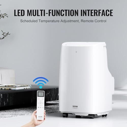 VEVOR Portable Air Conditioner 12,000 BTU, AC Unit with Built-in 3-in-1 Cool, Dehumidifier & Fan Modes for Room up to 550 sq.ft, Includes Remote Control & Window Kit