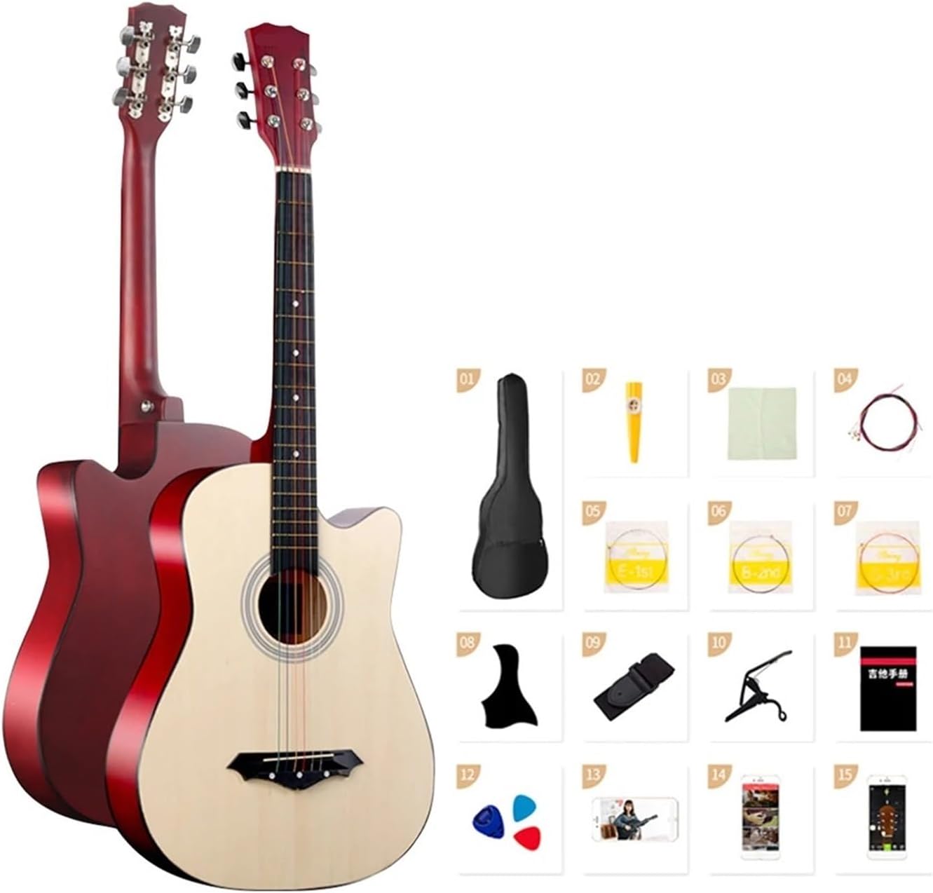 1pcs 38 Inches Guitar 6 Strings 18 Frets Folk Classical Guitar for Beginners to Practice Basswood Material Guitar