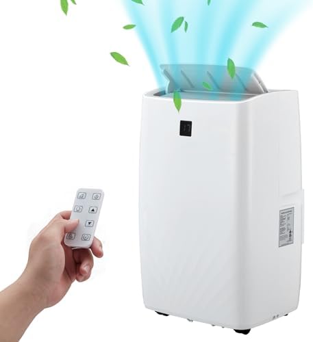 Portable Air Conditioner, 12000 BTU Portable AC Unit with Remote, Window kit, Pipe Cools up to 550 Sq. Ft for Home Office Dorms, White