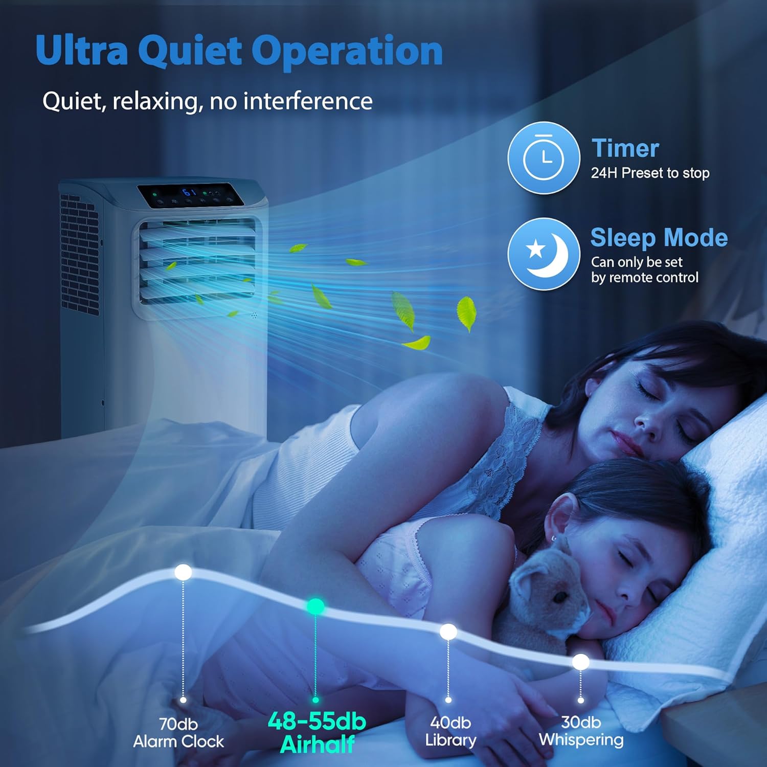 10000 BTU Portable Air Conditioners Cools up to 450 Sq. Ft 3-in-1 Poratble Ac Units for Room with Dehumidifier Fan Sleep Mode 24h Timer Remote Control and Window Installation Kit Included