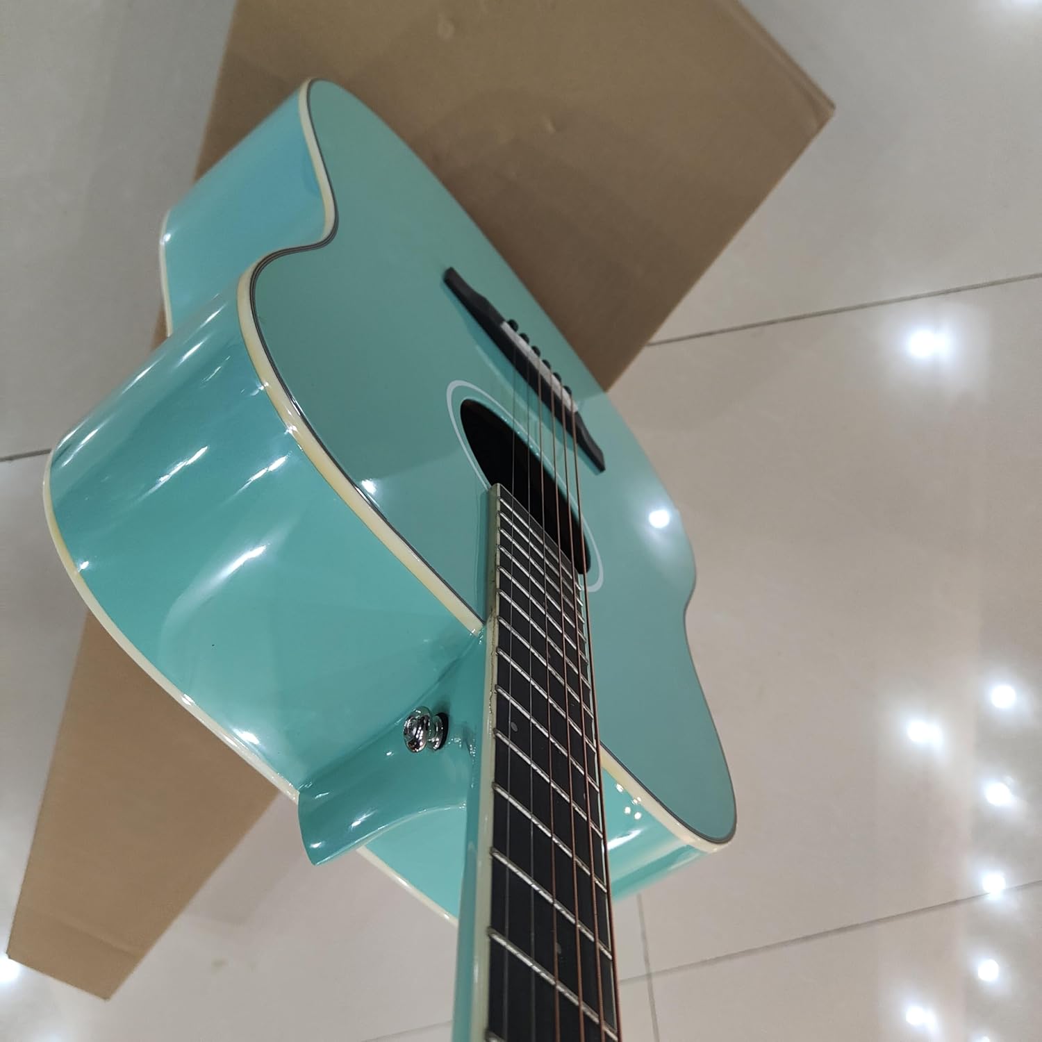 Acoustic Guitar, Turquoise Blue, Full Size Dreadnought, 6-String，36