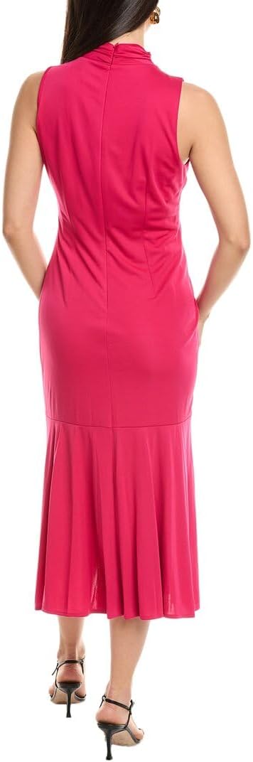Anne Klein Womens Mock Neck Midi W Ruched Tie Detail