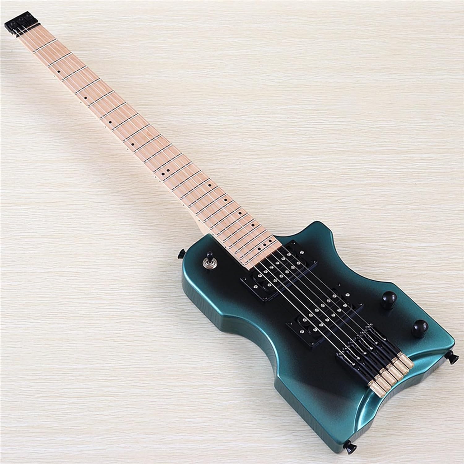 Mini Portable Guitar 6 String Travel Headless Electric Guitar 30 Inch High Gloss Finish Solid Basswood Body Professional Headless Guitar (Color : 01)