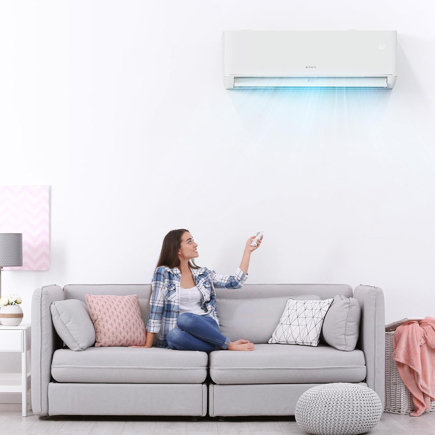 ROVSUN 12,000 BTU Smart WIFI Mini Split AC/Heating System with Inverter & APP Control, 23 SEER2 Ductless Split Air Conditioner with Pre-Charged Condenser, Heat Pump & Installation Kit, 230V