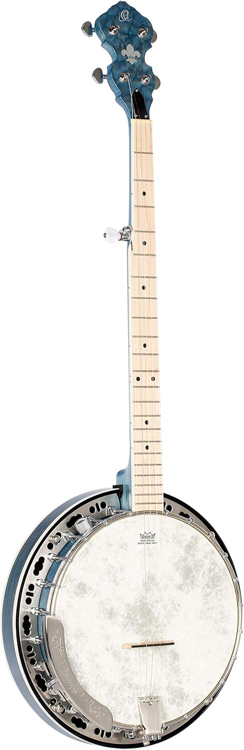 Ortega Guitars Facon Falcon Series 5-String Quilted Maple Resonator Acoustic-Electric Banjo w/Bag, Right (OBJE400TBL)