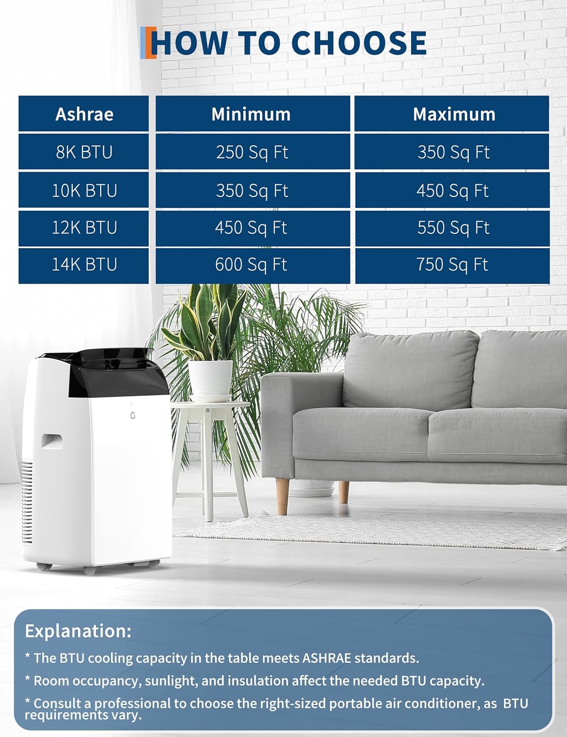 14,000 BTU Portable Air Conditioner with Cover, US Regulation Size - 3-in-1 Cooling, Dehumidifying & Fan Modes, Remote Control, 24H Timer, Auto Evaporation, Sleep Mode, Easy Installation Kit for Home