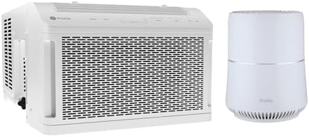 GE Profile ClearView Window Air Conditioner 8,300 BTU, WiFi Enabled, Ultra Quiet for Medium Rooms + GE Profile Air Purifier | Removes Allergens, Odors & Other Impurities Bundle