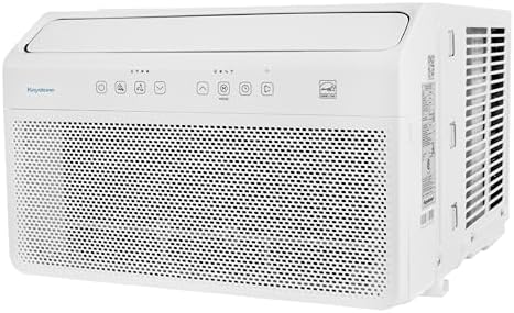 Keystone Energy Star 8,000 BTU Window Mounted Inverter Air Conditioner with Supplemental Heat, Quiet High Efficiency Window AC Unit with Remote for Apartment, Medium Rooms up to 350-Sq. Ft.
