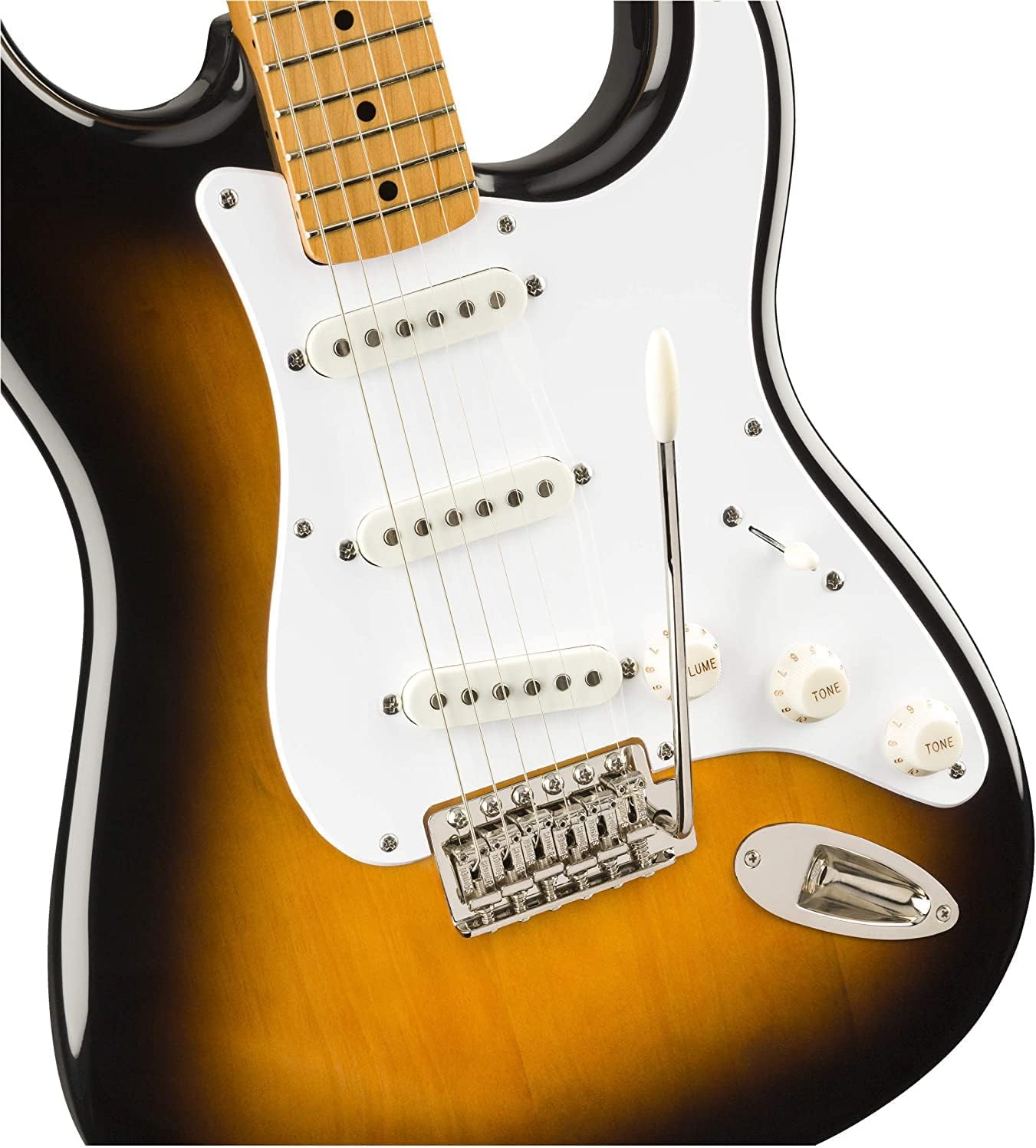 Fender Squier Classic Vibe '50s Stratocaster - 2-Color Sunburst Bundle with Gig Bag, Instrument Cable, Tuner, Strap, Strings, Picks, and Austin Bazaar Instructional DVD