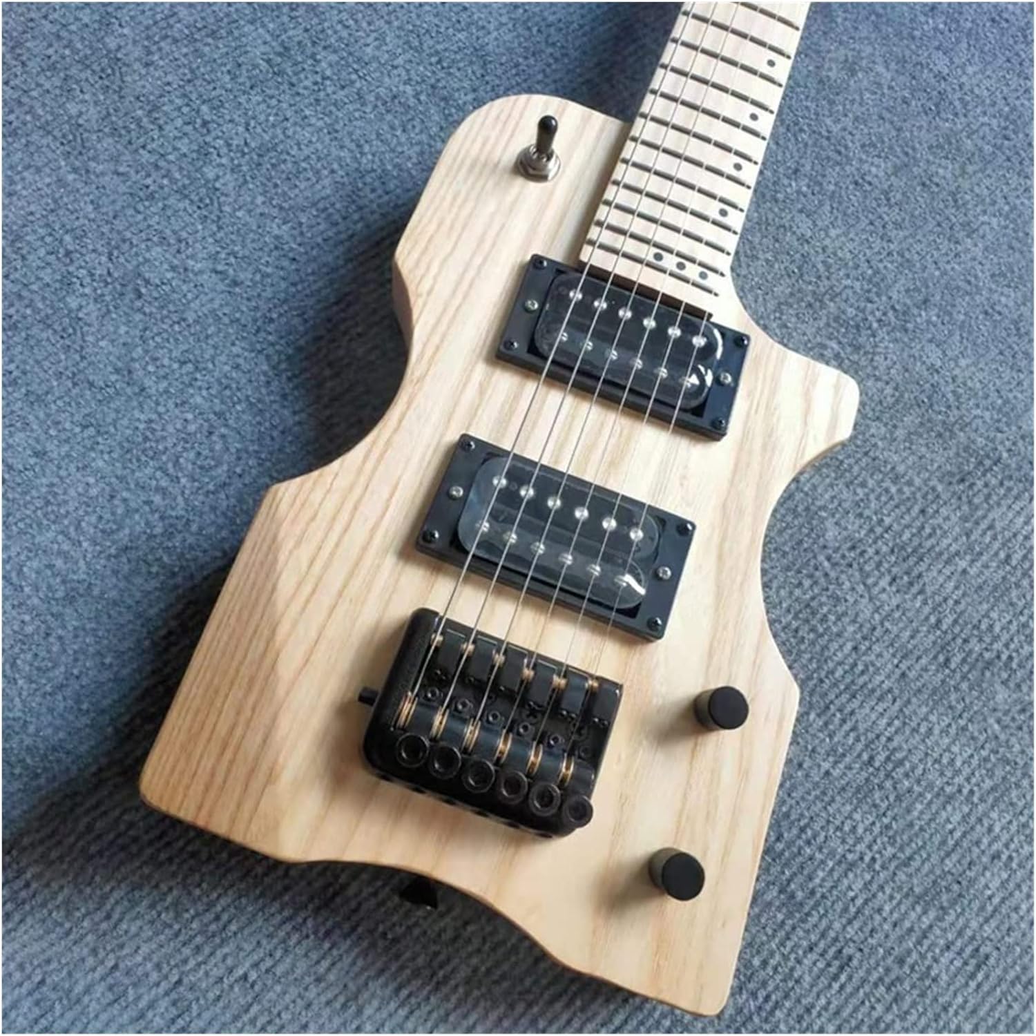 30- inch Mini Headless Electric Guitar Ash Wood Body Canadian Maple Neck 6- String 24- Fret Bolt Matte Natural Color Belt Bag Guitar ​Neck Replacement (Size : 30 Inches)