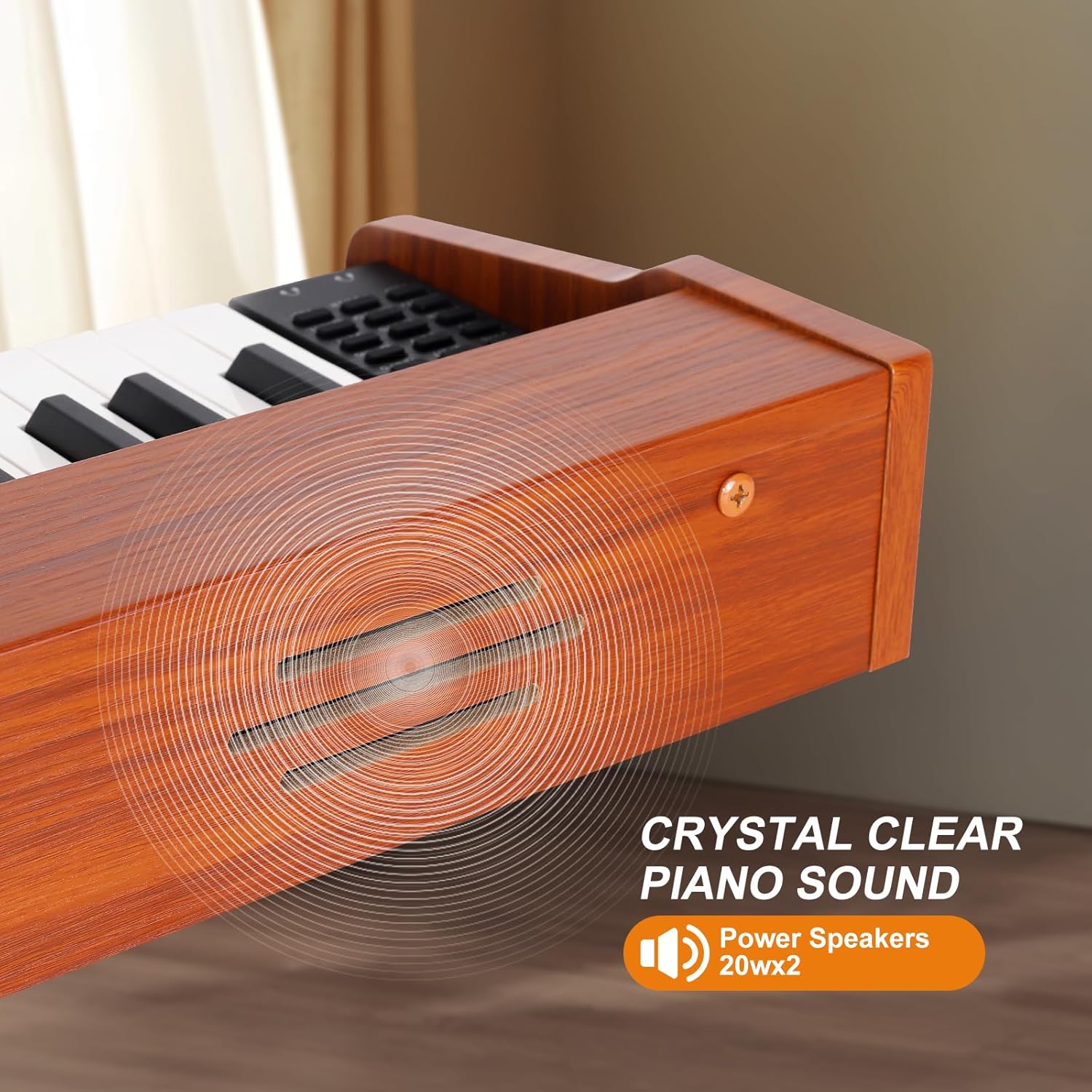 Keyboard Piano,88 Key Full-Size Standard Semi Weighted Keys Electric Piano Keyboard with Triple Pedal,128 Rhythms 380 Tones,2x20w Speakers Digital Piano for Home (Nut-brown)