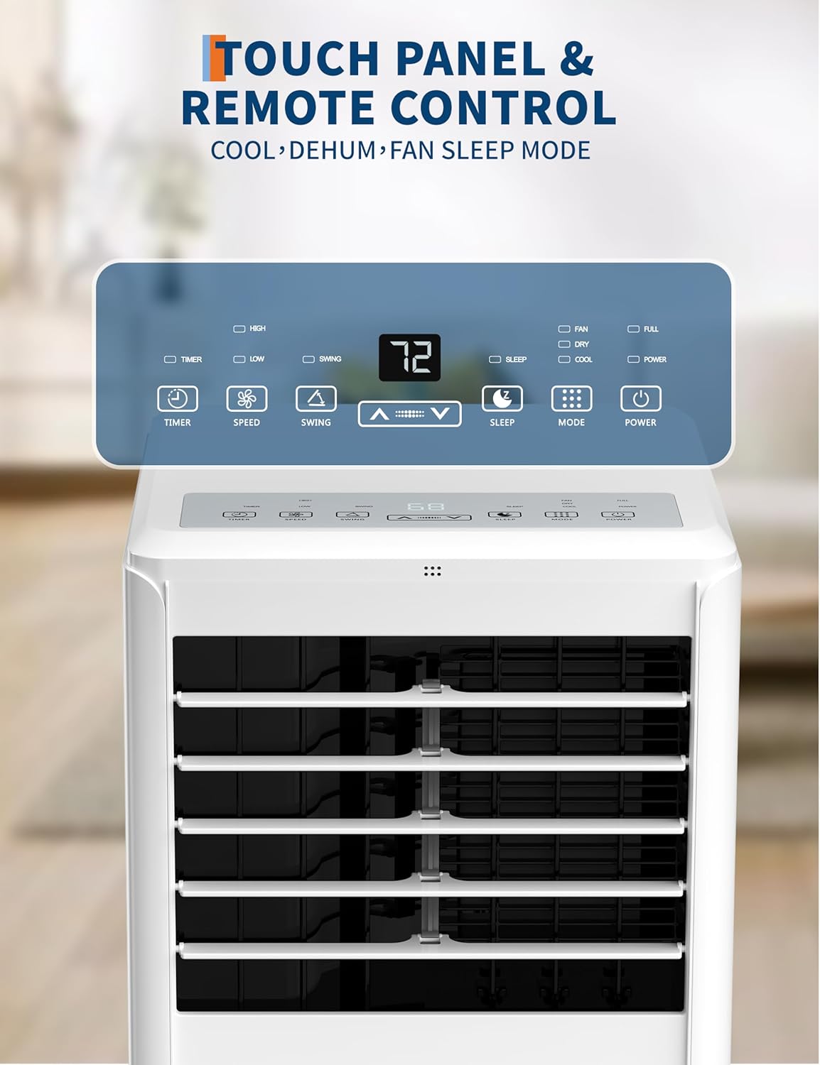 8000 BTU Portable Air Conditioner, Room Air Conditioner with Cooling, Dehumidifier, Fan, Portable AC Units for Room Cooling Up to 350sq.Ft, Remote Control, Sleep Mode, White Cover