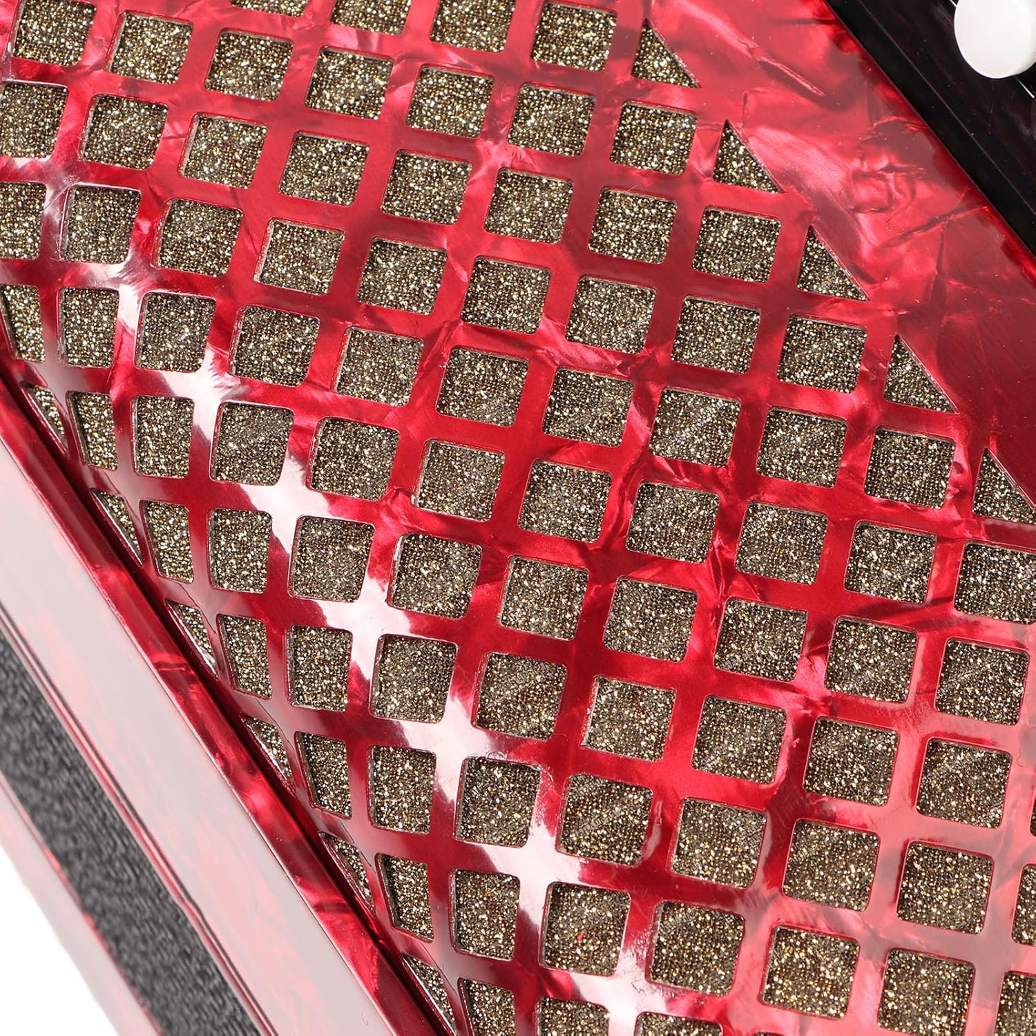 62 Key Accordion with 60 Bass Buttons | Educational Musical Instrument for Young Learners/Beginners | Red ABS Plastic Body with Straps & Backpack